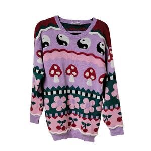 Daisy Street Mushroom Yin Yang Daisy Cherry Sweater Dolls Kill Women Oversized S